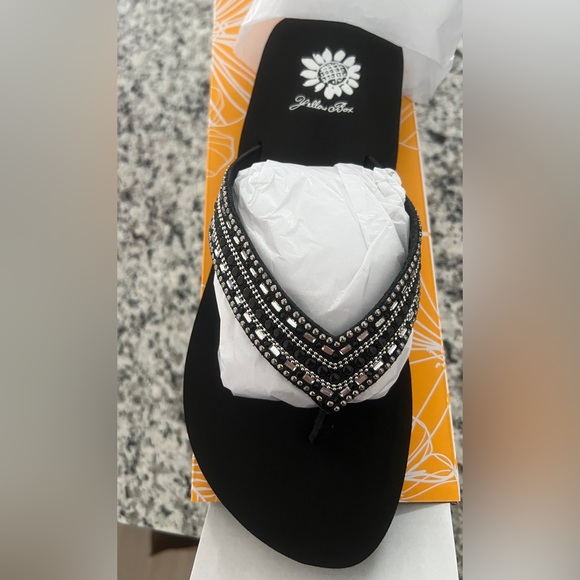 Yellow Box Black Rhinestone Sandals - Picture 3 of 4